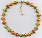 14mm Round Alabaster Venetian Glass Necklace with Aventurina